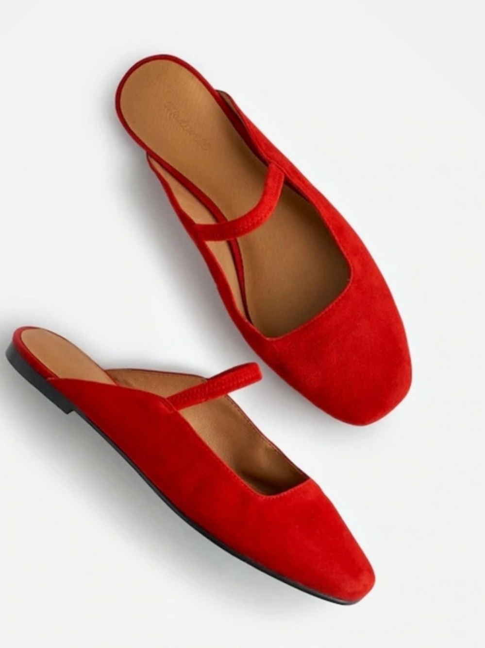 Madewell The Greta Mary Jane Flat in Suede Red